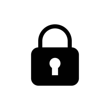 Beyaz arkaplanda kilit simgesi izole edildi. Şifreleme simgesi. Güvenlik sembolü. Güvenli. Özel