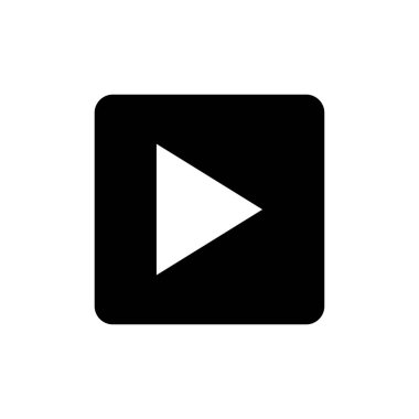 Beyaz arkaplanda simge oynat. Düğme vektör simgesini oynat. Video simgesi vektörü