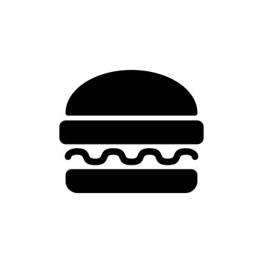 Hamburger simgesi beyaz arkaplanda izole edilmiş. Hamburger ve hamburger ikonu. Fast food vektör simgesi