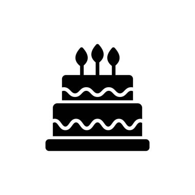 Kek simgesi beyaz arkaplanda izole edildi. Kek vektörü. Doğum günü pastası simgesi