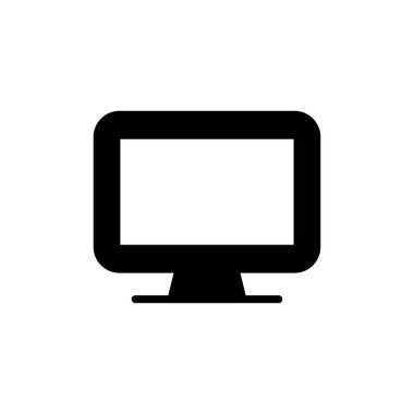 Beyaz arkaplanda bilgisayar simgesi izole edildi. PC Simge vektörü. Bilgisayar monitörü simgesi. Düz PC sembolü