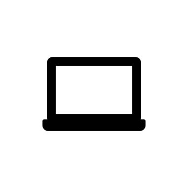 Dizüstü bilgisayar simgesi beyaz arkaplanda izole edildi. Laptop vektör simgesi