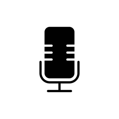 Mikrofon Simgesi beyaz arkaplanda izole edildi. Mikrofon işareti. Karaoke mikrofon ikonu. Yayın mikrofonu işareti