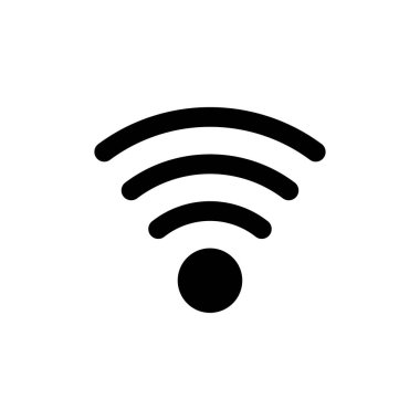 WIFI Simgesi beyaz arkaplanda izole edildi. Sinyal vektör simgesi. Kablosuz ve kablosuz ağ simgesi veya uzak internet erişimi için imza