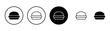 Hamburger ikonu vektörü beyaz arkaplanda izole edildi. Hamburger ve hamburger ikonu. Fast food vektör simgesi