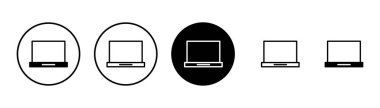 Dizüstü bilgisayar simgesi vektörü beyaz arkaplanda izole edildi. Laptop vektör simgesi