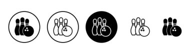 Bowling oyunu Pin Icon vektörü beyaz arkaplanda izole edildi. Bowling ikonu, top ve iğne