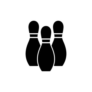Bowling oyunu Pin Icon beyaz arkaplanda izole edildi. Bowling ikonu, top ve iğne