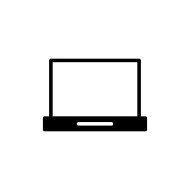 Dizüstü bilgisayar simgesi beyaz arkaplanda izole edildi. Laptop vektör simgesi