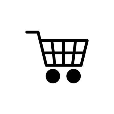 Alışveriş simgesi beyaz arkaplanda izole edildi. Alışveriş arabası ikonu. Basket ikonu. Trolley