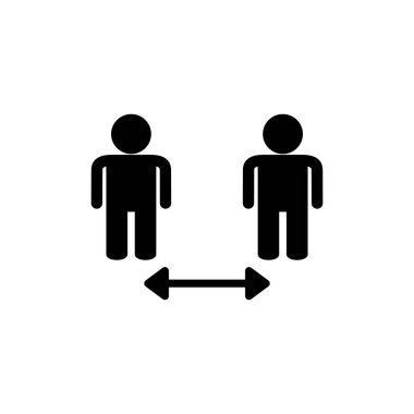 Sosyal uzaklık simgesi beyaz arkaplanda izole edildi. Mesafeyi koru. Coronavirus. Sosyal Mesafe ve Kişisel Karantina.