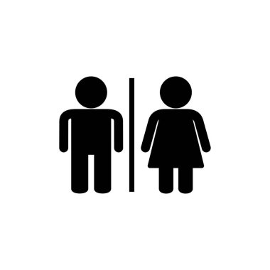 Tuvalet ikonu vektörü beyaz arkaplanda izole edildi. Tuvalet tabelası. Kadın ve erkek tuvalet işaretleri vektörü. Erkek ve dişi simgesi
