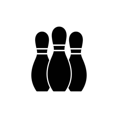 Bowling oyunu Pin Icon beyaz arkaplanda izole edildi. Bowling ikonu, top ve iğne