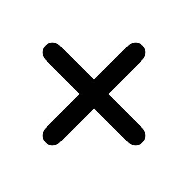 Beyaz arkaplanda kapalı simge izole edildi. Simgeyi sil. sil, iptal et, çıkış sembolü