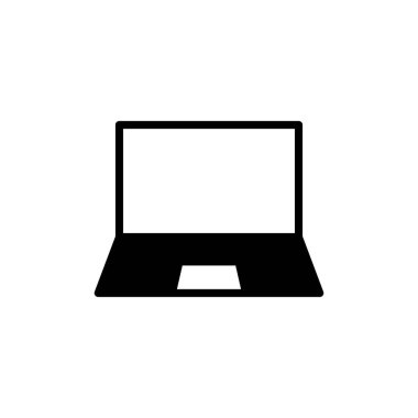 Dizüstü bilgisayar simgesi beyaz arkaplanda izole edildi. Laptop vektör simgesi