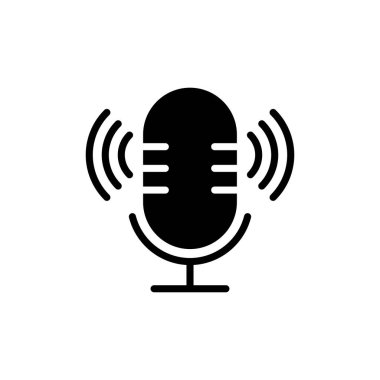 Mikrofon Simgesi beyaz arkaplanda izole edildi. Mikrofon işareti. Karaoke mikrofon ikonu. Yayın mikrofonu işareti