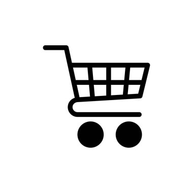 Alışveriş simgesi beyaz arkaplanda izole edildi. Alışveriş arabası ikonu. Basket ikonu. Trolley
