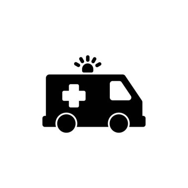 Ambulans Simgesi beyaz arkaplanda izole edildi. Ambulans Simgesi Tasarımı. ambulans kamyon simgesi vektörü