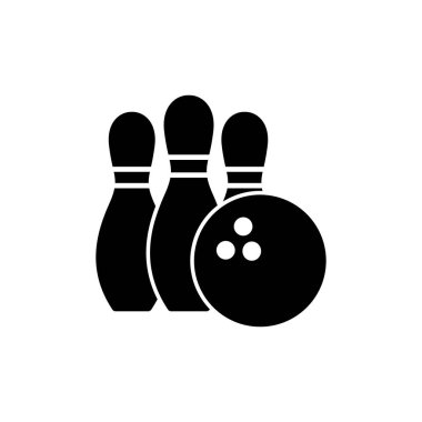 Bowling oyunu Pin Icon beyaz arkaplanda izole edildi. Bowling ikonu, top ve iğne