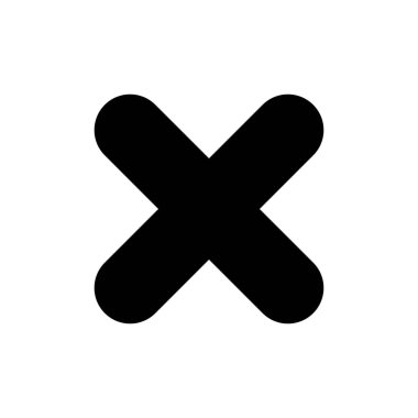 Beyaz arkaplanda kapalı simge izole edildi. Simgeyi sil. sil, iptal et, çıkış sembolü