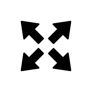 Beyaz arkaplanda tam ekran simgesi izole edildi. Tam ekran simgesine genişlet. Tam ekran işaret simgesi. Oklar sembolü