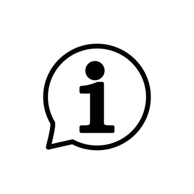 Bilgi simgesi beyaz arkaplanda izole edildi. Bilgi işareti var. Bizim hakkımızda