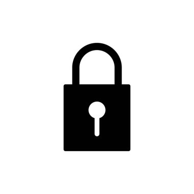 Beyaz arkaplanda kilit simgesi izole edildi. Şifreleme simgesi. Güvenlik sembolü. Güvenli. Özel