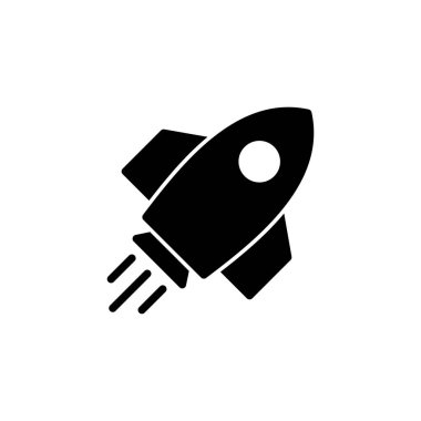 Roket vektör simgesi beyaz arkaplanda izole edildi. Kavram Simgesini Başlat. Başlangıç simgesi