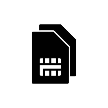 Beyaz arkaplanda Sim kart simgesi vektörü izole edildi. Mobil yuva simgesi. Cep telefonu sim kart çipi.