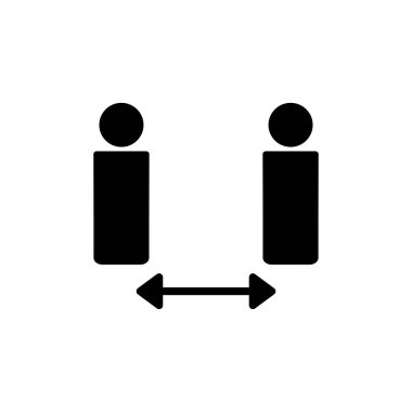 Sosyal uzaklık simgesi beyaz arkaplanda izole edildi. Mesafeyi koru. Coronavirus. Sosyal Mesafe ve Kişisel Karantina.