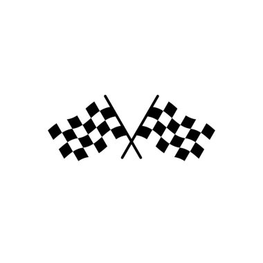 Beyaz arkaplanda ırk bayrağı simgesi izole edildi. Rekabet bayrak çizgisi vektör simgesi. Yarış bayrağı. Bayrağı bitirmeye başla. Damalı. Başla