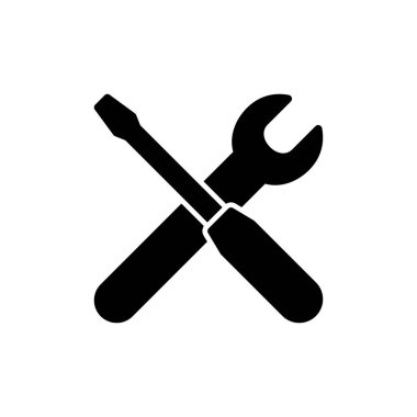 Beyaz arkaplanda onarım simgesi izole edildi. İngiliz anahtarı ve tornavida simgesi. Ayarlar vektör simgesi. Bakım. Araçlar