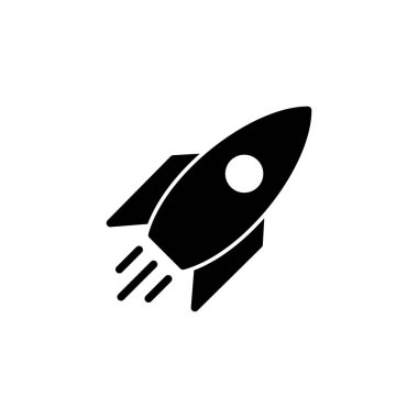 Roket vektör simgesi beyaz arkaplanda izole edildi. Kavram Simgesini Başlat. Başlangıç simgesi