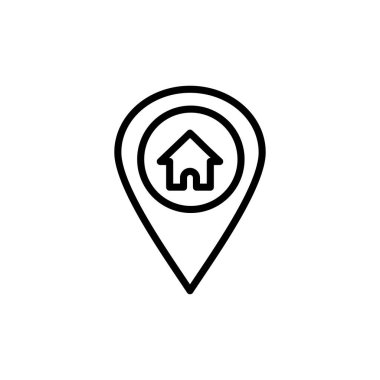 Beyaz arkaplanda izole edilmiş adres simgesi vektörü. Adres simgesi vektörü. ev konumu simgesi