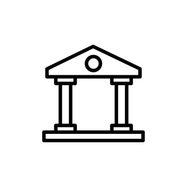 Banka simgesi vektörü beyaz arkaplanda izole edildi. Banka vektör simgesi, müze, üniversite