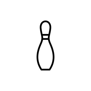 Bowling oyunu Pin Icon vektörü beyaz arkaplanda izole edildi. Bowling ikonu, top ve iğne