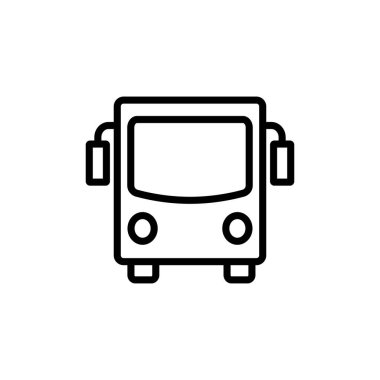 Otobüs simgesi vektörü beyaz arkaplanda izole edildi. Siyah yol vektör simgesi