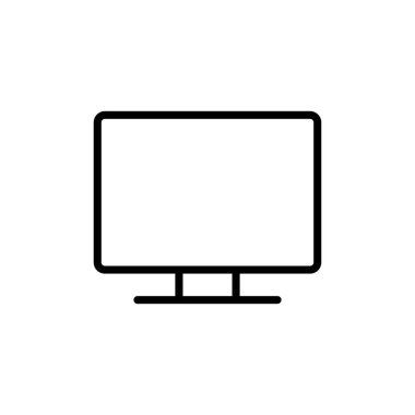Beyaz arkaplanda bilgisayar simgesi vektörü izole edildi. PC Simge vektörü. Bilgisayar monitörü simgesi. Düz PC sembolü