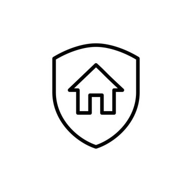 Ev sigortası ikonu vektörü beyaz arka planda izole edildi. ev koruma simgesi