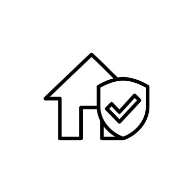 Beyaz arka planda ev sigortası ikonu vektörü izole edildi. ev koruma simgesi.