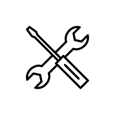 Beyaz arkaplanda izole edilmiş ikon vektörünü onar. İngiliz anahtarı ve tornavida simgesi. Ayarlar vektör simgesi. Bakım. araçlar