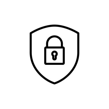Güvenlik simgesi vektörü beyaz arkaplanda izole edildi. Koruma ikonu. Özel hayat. vpn