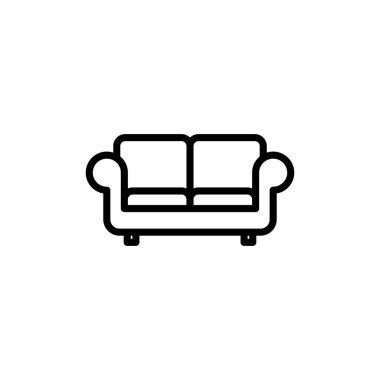 Beyaz arkaplanda izole edilmiş kanepe simgesi vektörü. Kanepe resmi. mobilya