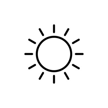 Beyaz arkaplanda izole edilmiş güneş simgesi vektörü. Güneş vektörü simgesi