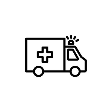 Ambulans Simgesi vektörü beyaz arkaplanda izole edildi. Ambulans Simgesi Tasarımı. ambulans kamyon simgesi vektörü