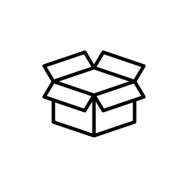 Kutu simgesi vektörü beyaz arkaplanda izole edildi. Karton kutu, ambalaj açık. Kutu vektörü simgesi