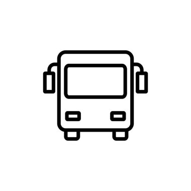 Otobüs simgesi vektörü beyaz arkaplanda izole edildi. Siyah yol vektör simgesi