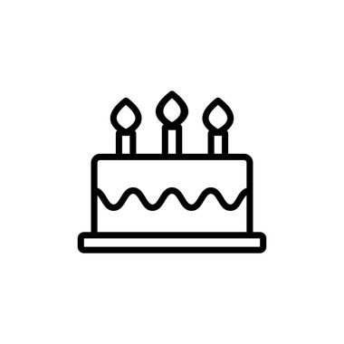Kek simgesi vektörü beyaz arkaplanda izole edildi. Kek vektörü. Doğum günü pastası simgesi