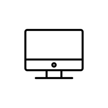 Beyaz arkaplanda bilgisayar simgesi vektörü izole edildi. PC Simge vektörü. Bilgisayar monitörü simgesi. Düz PC sembolü