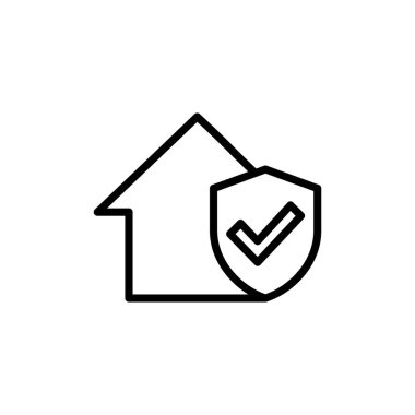 Beyaz arka planda ev sigortası ikonu vektörü izole edildi. ev koruma simgesi.
